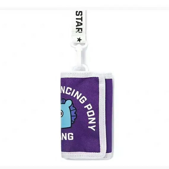 BT21 cartoon cute short wallet pendant Kawaii BTS trifold multifunction lanyard key ID storage bag wallet anime merchandise gift - view 3