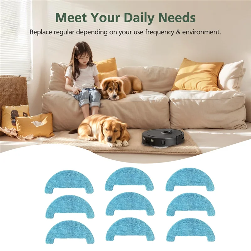 Loorow AT800 로봇 진공 청소기 액세서리용 Stable-9 Pcs 청소 천