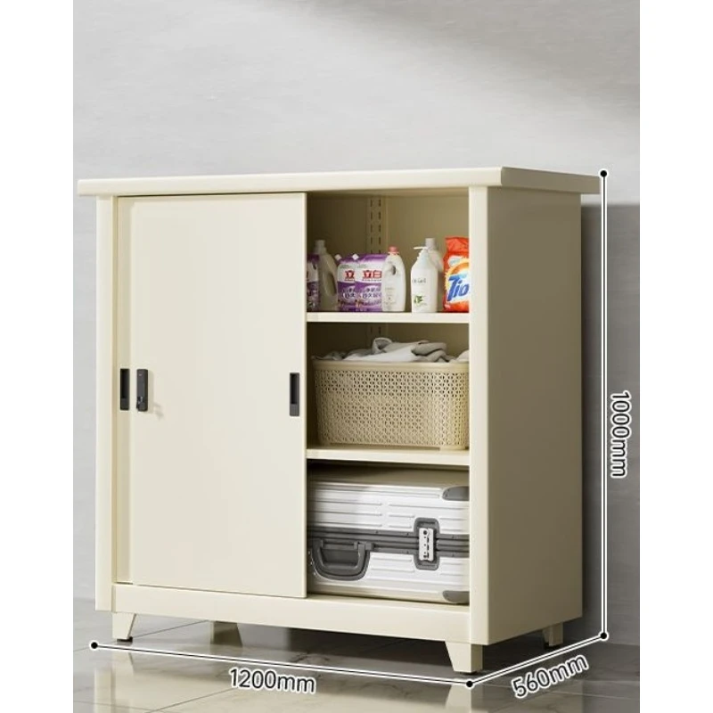 

Balcony Storage Storage Locker Sunscreen Waterproof Sliding Door Light Luxury Iron Wardrobe Outdoor Storage Cabinet