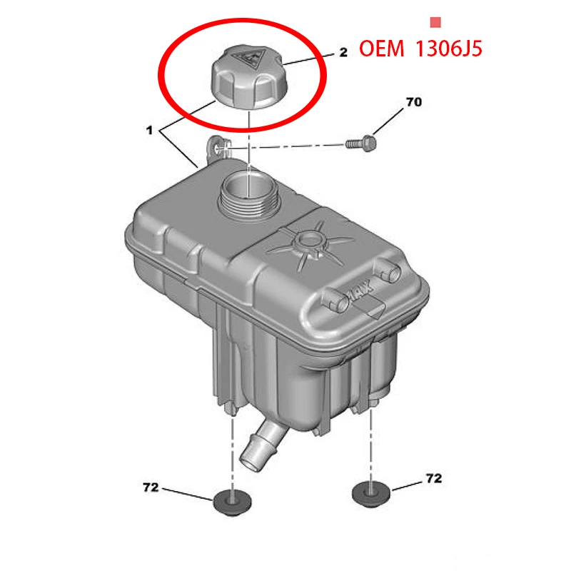 1306J5 For Peugeot 207 2008 301 308SW RCZ 3008 407 4008 508 Citroen C3 C4 C5 C6 DS4S 7 Radiator tank cover  expansion tank cover