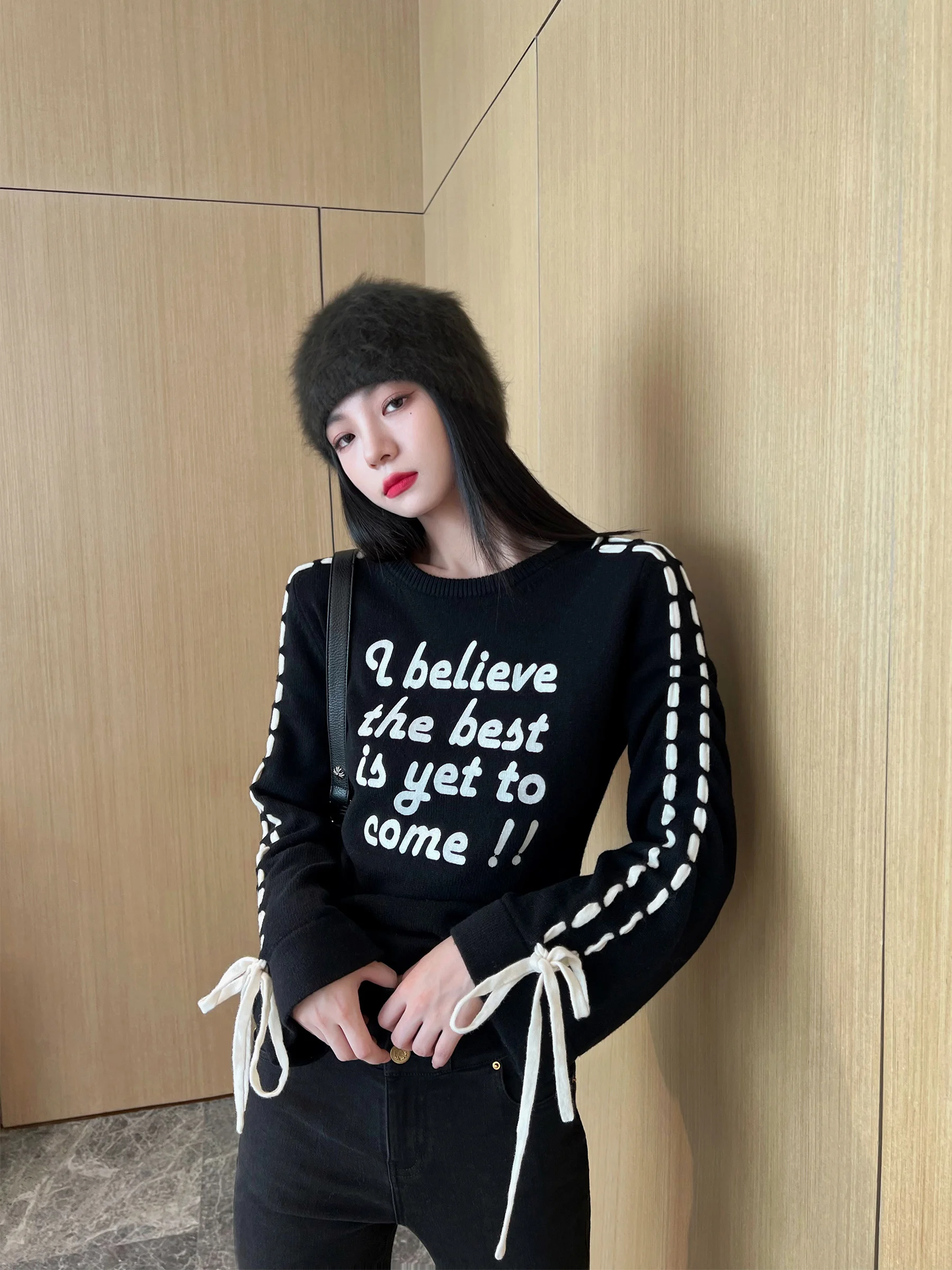 

Вязаный свитер из чистой шерсти Nancy Cavally с цветными блоками, низким круглым вырезом, длинными рукавами, свободного кроя, женский, модный, в уличном стиле