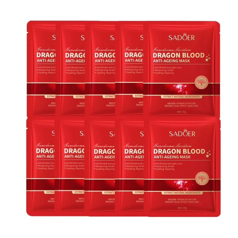 5/10pcs Dragon Blood Beauty Health Face Mask Deep Moisturizing Brighten Skin Hydrating Fade Fine Lines Skincare Facial Peel Mask