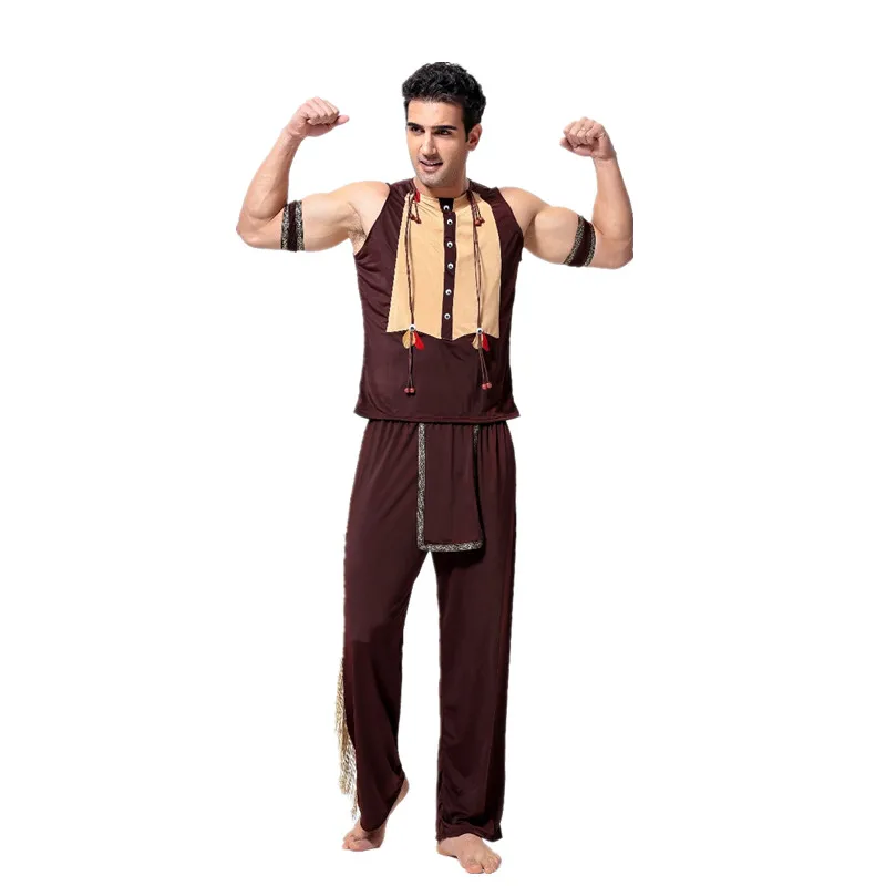 loween Costume indiano primitivo Wildman Costume da capo nativo da donna Abbigliamento da palcoscenico etnico autentico da coppia