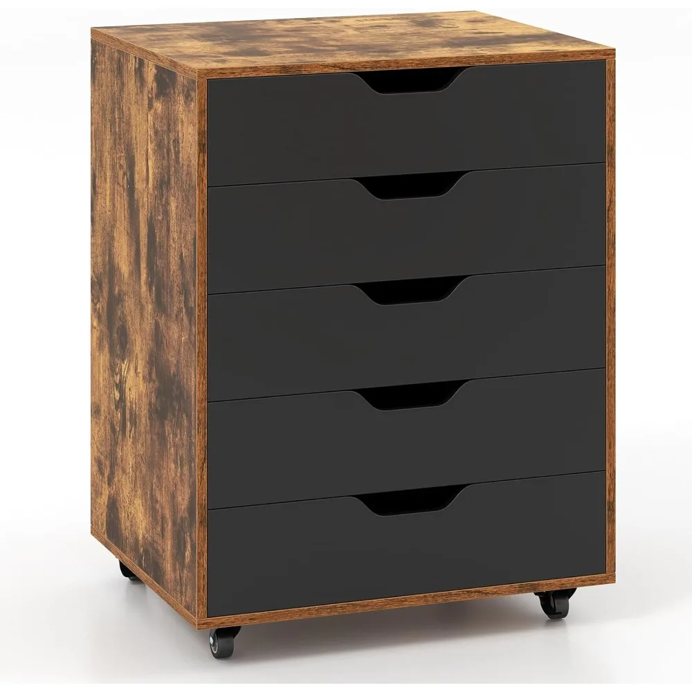 

Тумба для хранения с 5 выдвижными ящиками, на колесиках, с боковым выдвижным механизмом, под стол, комод