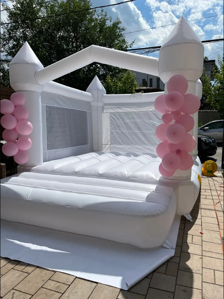 Inflatable White Bounce House 4*3*2.6M Jumping Castle For Kids Bouncy House White For Children Kids With EU/AU/US Blower Slide