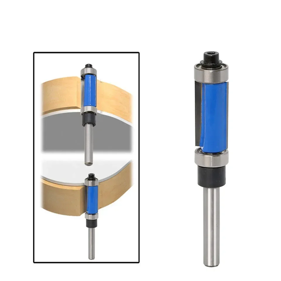 1Pcs 1/4*1/2*25 Bündig Trim Muster Router Bit 8mm Schaft Panel Top & unten Lager Holzbearbeitung Blau Fräsen Cutte