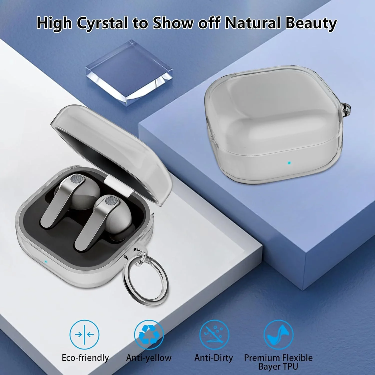 für Samsung Galaxy Buds 4 Pro Hülle/Buds 4 Hülle, stoßfeste, transparente Hülle für Samsung Galaxy Buds 4/4 Pro mit Schlüsselanhänger und Reinigungsset – Detail 4