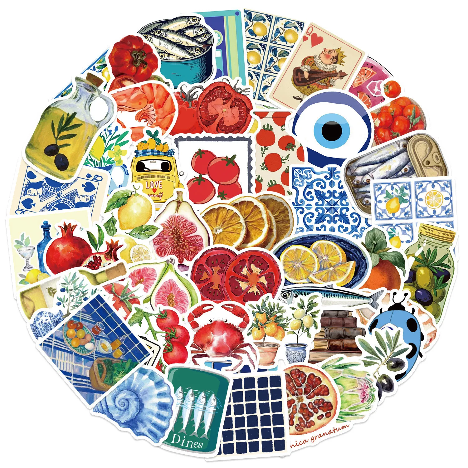 50 STKS Cartoon Meduterranean Tomaat Sticker Gepersonaliseerde Creatieve DIY Plakboek Glazen Doos Boekenplank Waterdichte Sticker Speelgoed