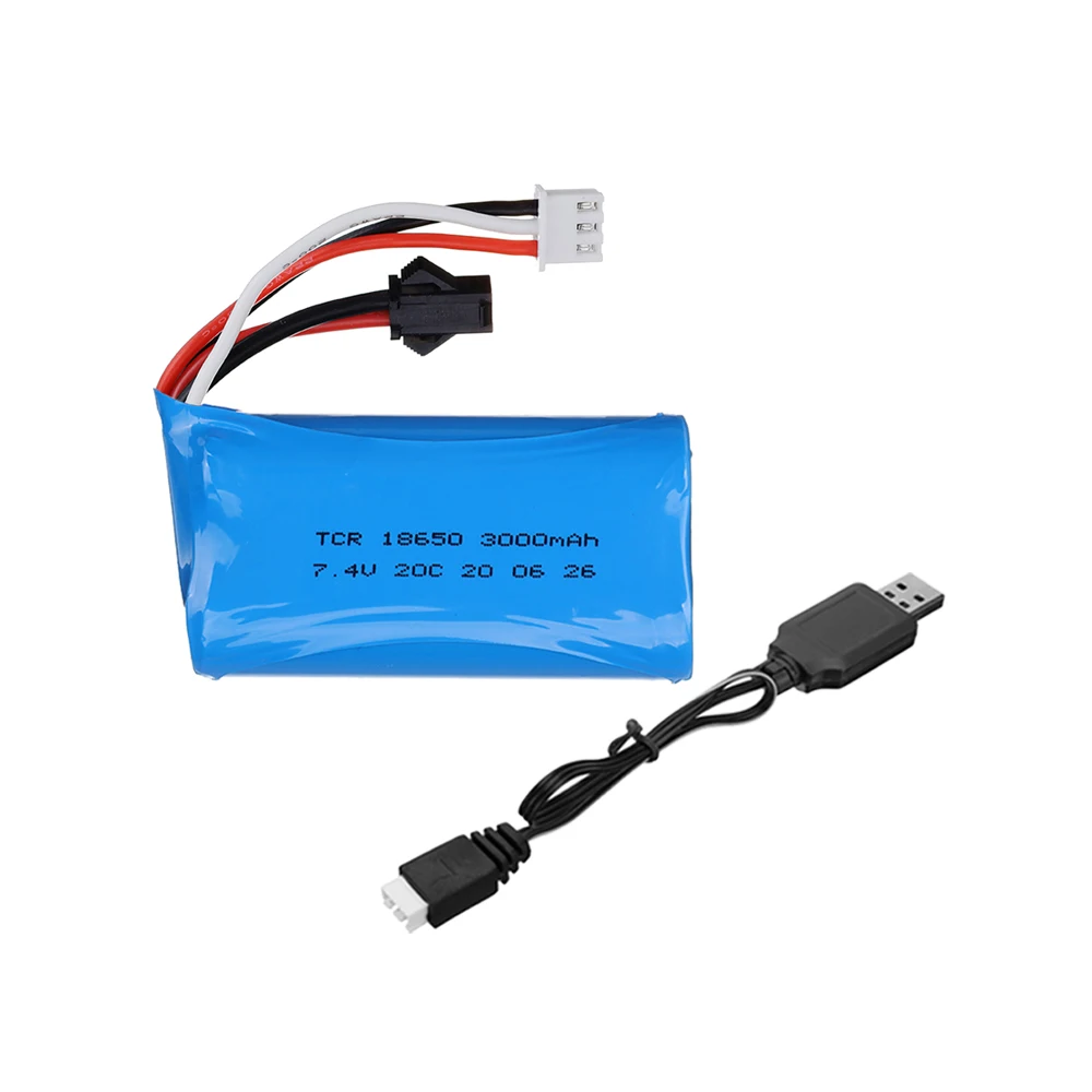 7,4 V 18650 Batterie und ladegerät 2S 7,4 v 3000mah SM stecker Li-Ion Batterie Für MN99S D90 U12A off-road racing fahrzeug RC Boote Autos