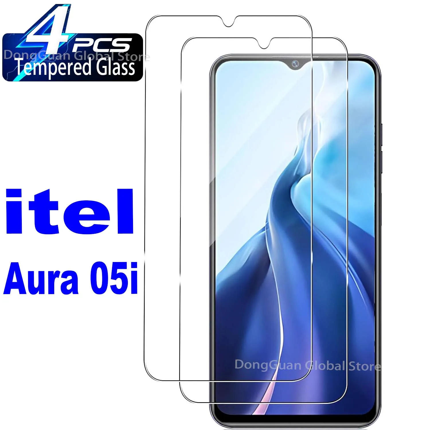 

2/4Pcs Tempered Glass For itel Aura 05i Screen Protector Glass Film