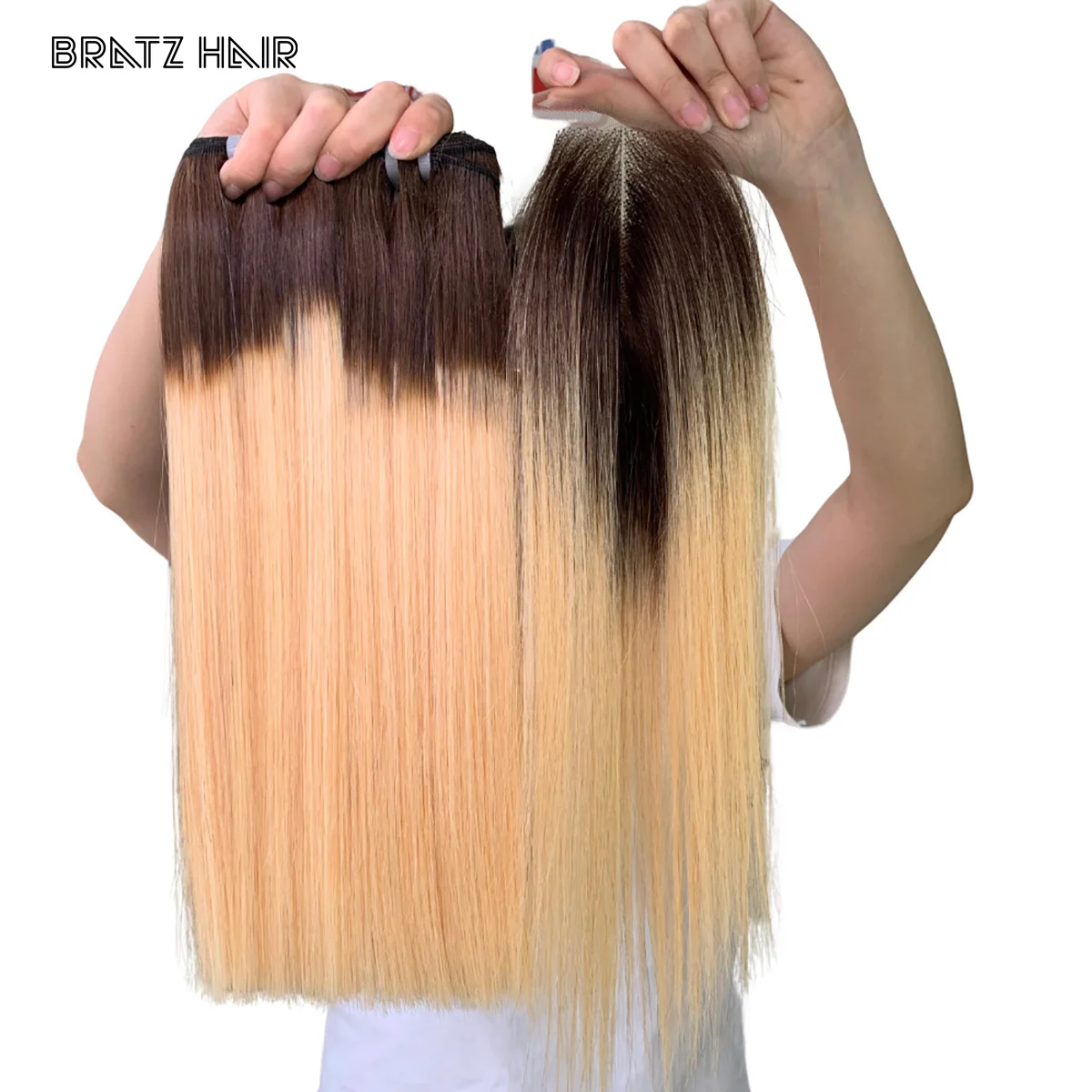 العظام مستقيم سوبر مزدوجة تعادل أومبير براون شقراء حزم الخام الفيتنامية الشعر شقراء حزم 100 جرام 13x4 أمامي 4x4 إغلاق