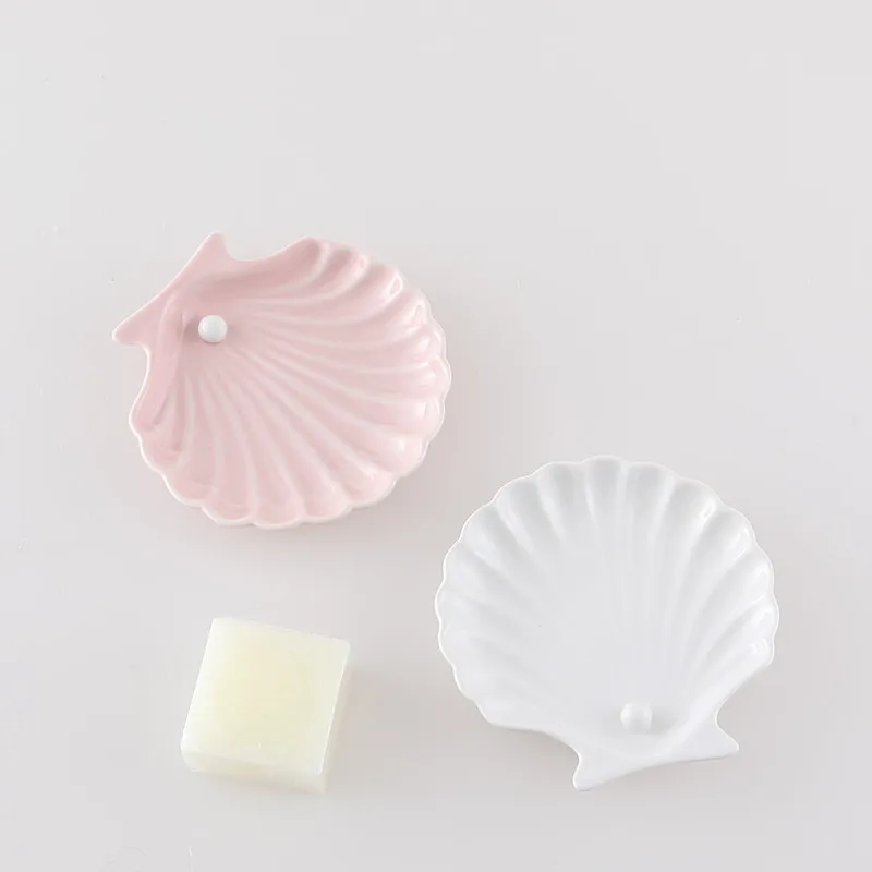 Nordic Shell Shape Soap Dish Ceramics Bathroom Organizer Shelves Soap Packaging Boxes Kitchen Accessories Soap Holders