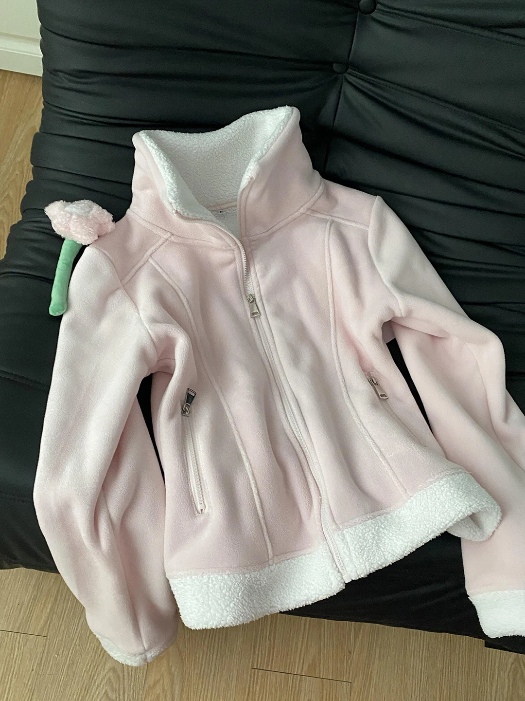 

Элегантные розовые куртки из овечьей шерсти в корейском стиле, винтажное однотонное тонкое пальто с воротником-стойкой, женская новинка 2025 года, зимняя теплая куртка в стиле Харадзюку, топ