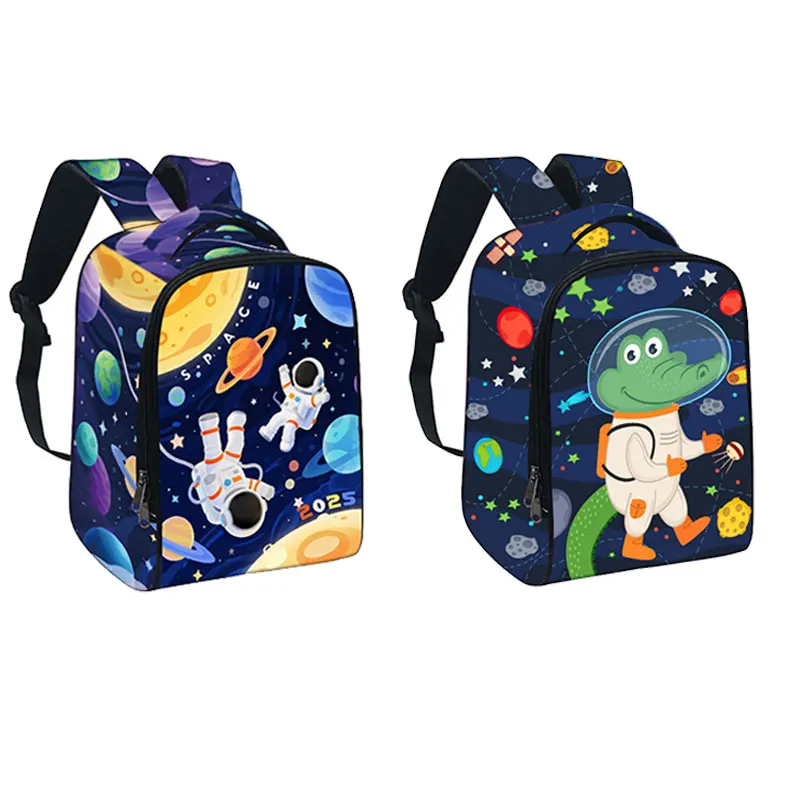 Astronaut / Spaceship Print Backpack Starry Night Galaxy Children School Bags Kids Kindergarten Backpack Toddler Diaper Book Bag
