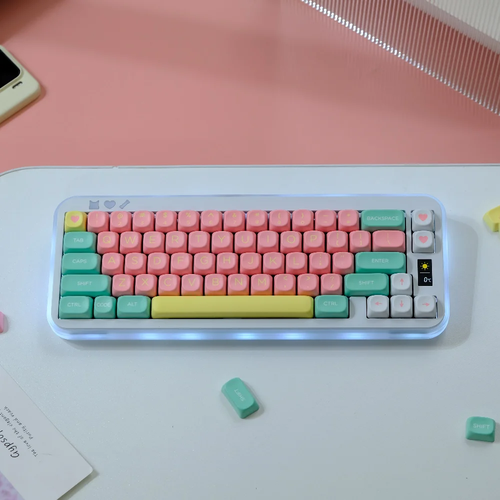 

132 клавиши Lollipop Keycaps XOA MOA Profile Многоцветный круглый PBT Keycap Dye Sub для механической клавиатуры MX F75 87 61 66 96 98 108