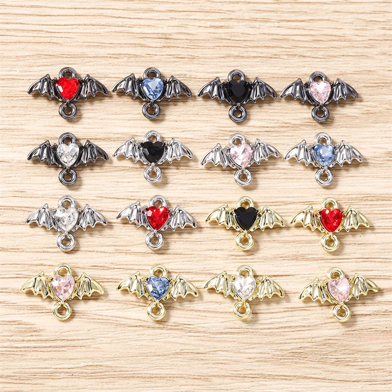 5 Stück Niedliche Kristall-Metall-Herzanhänger mit Flügeln für Schmuckherstellung, Ohrringe, Anhänger, Halsketten, Armbänder, DIY-Bastelzubehör – Detail 14