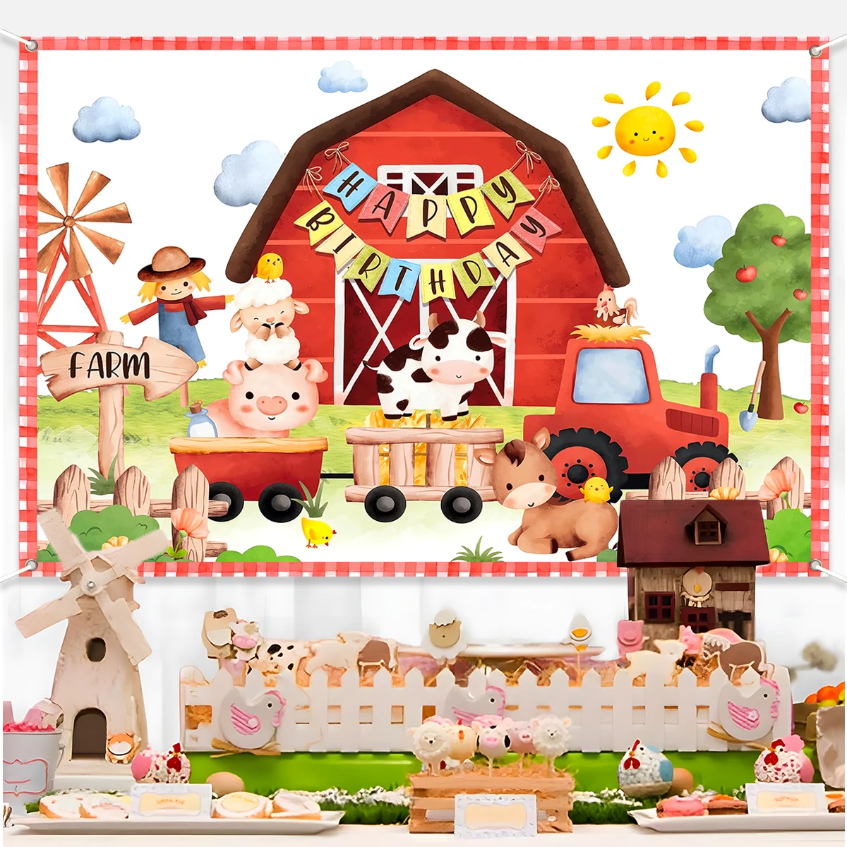 Фон для фотосъемки с изображением сельскохозяйственных животных, детский первый день рождения, вечеринка, декор для детского душа, фон для фотостудии ZA-01