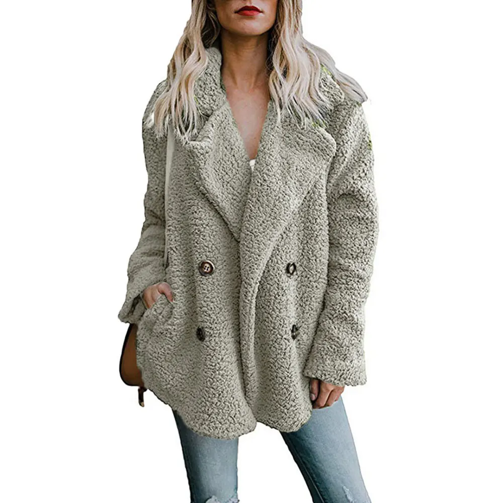 Women Faux Fur Coat Warm Autumn Winter Teddy Female Casual Coat Oversized Soft Fluffy Fleece Jackets Overcoat