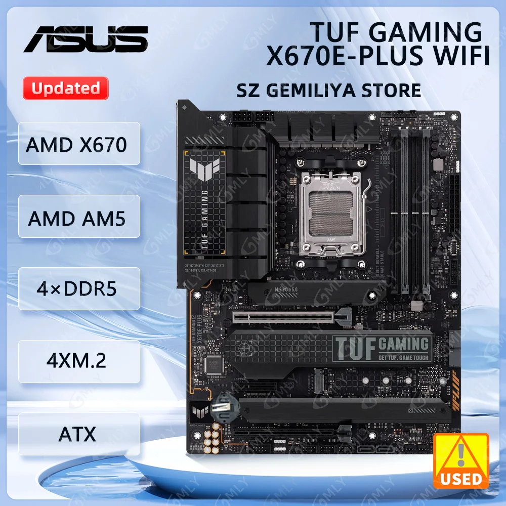 Asus TUF GAMING X670E-PLUS WIFI Motherboard Socket AM5 AMD X670 DDR5 M.2 Support Ryzen 9 9950X 9700F 7700 7900 7400F CPU
