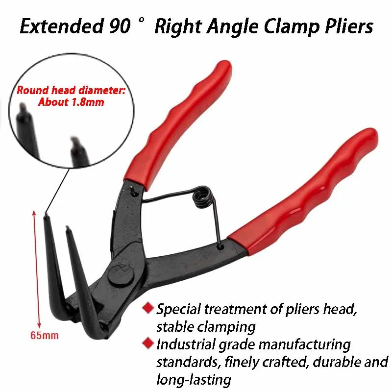 Extended 90 ° Right Angle Clamp Pliers Deep Hole Inner Caliper Retaining Ring Caliper Inner Bending Snap Spring Clamp Pliers