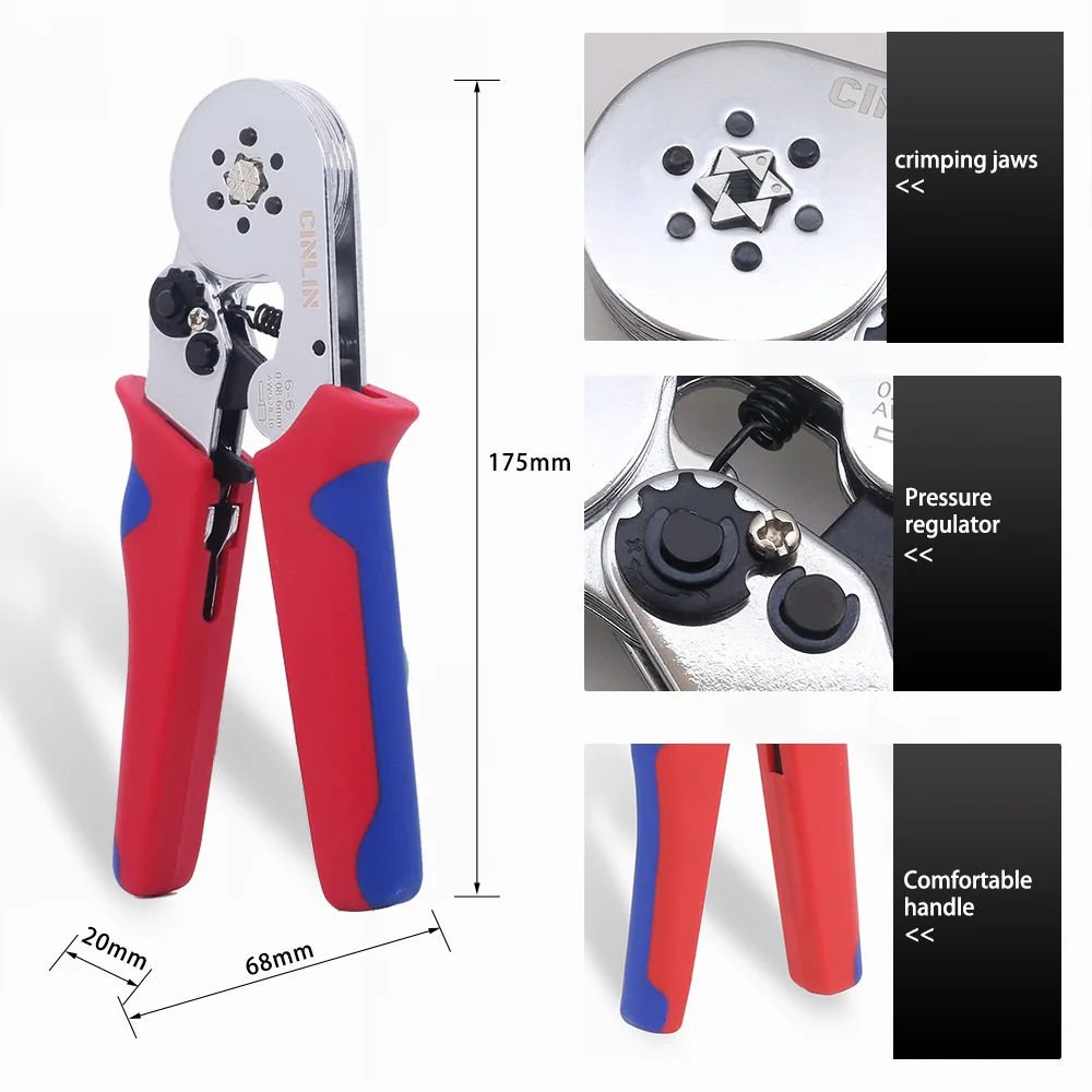 Tube Ferrule VE&TE Terminals Crimping Pliers & Terminal Set Min 0.08mm Hand Tools Electrician Crimper HSC8 6-6 10S