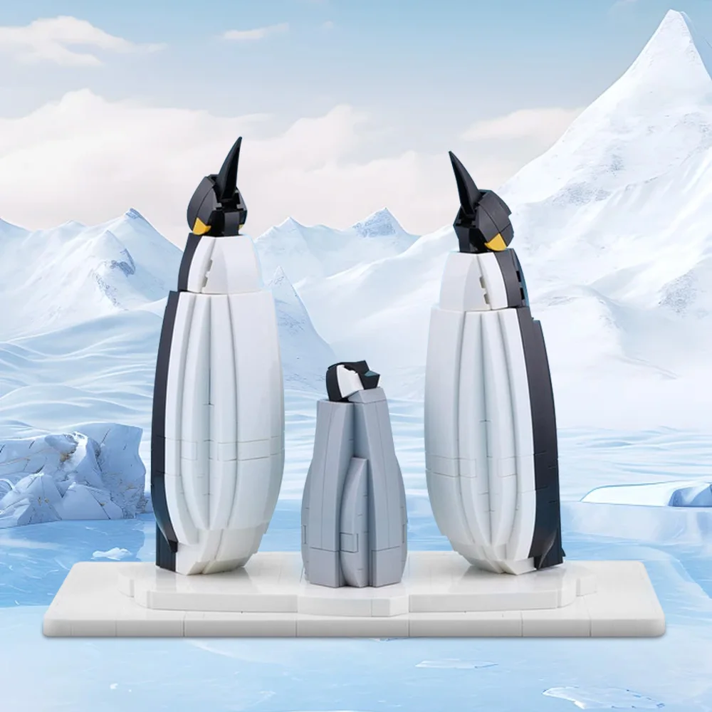 Gobricks MOC Penguins Family Building Blocks Model Creativity Animal Antarctic Penguins Bricks diy Assembled Toy Children Gift