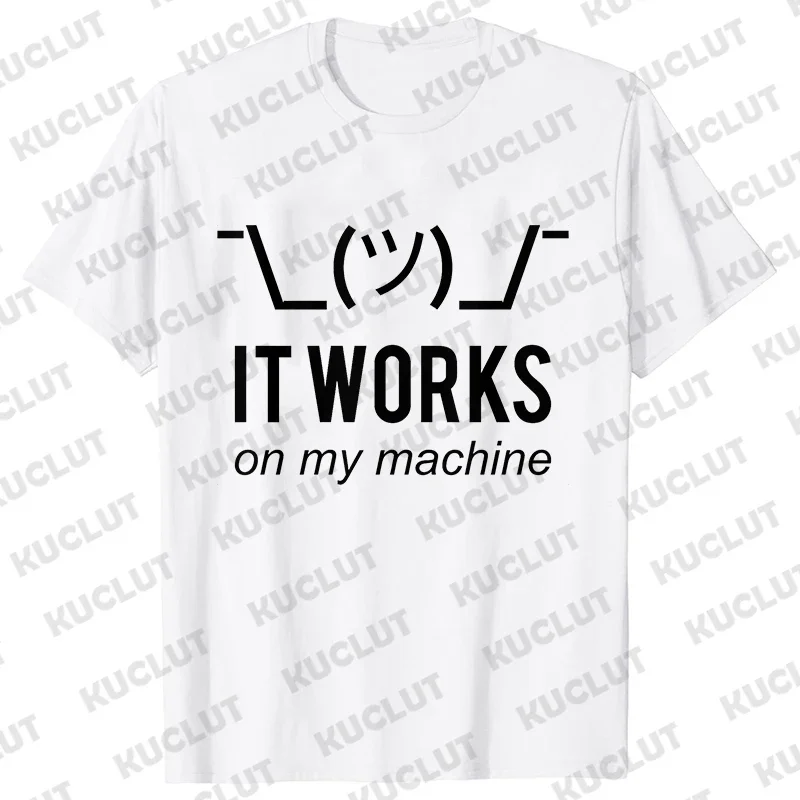 Summer Men T Shirts Geek It Works on My Machine Funny T-Shirt Men Short Sleeve Tshirt Computer Programmer Tee Shirt Homme