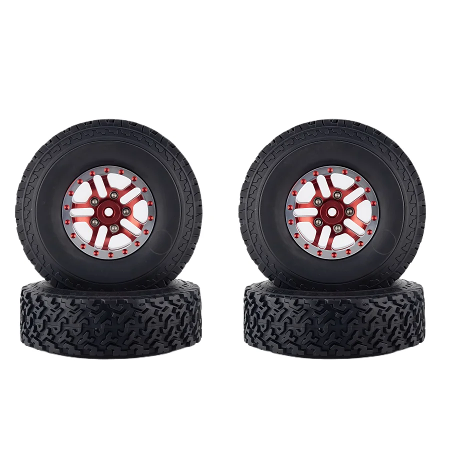 1SET/4P Metal Upgraded Wheels and Tires For MN78 MN82 WPL C74 C24 C54 C14 RC Car Spare Metal Beadlock Wheel Hub Rims with Tires 4
