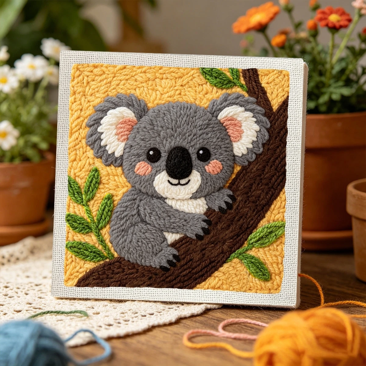 1Set Koala On Branch Diy Embroidery Kit For Beginner Embroide Starter Kit Cross Stitch Art Gift Needlework Craft