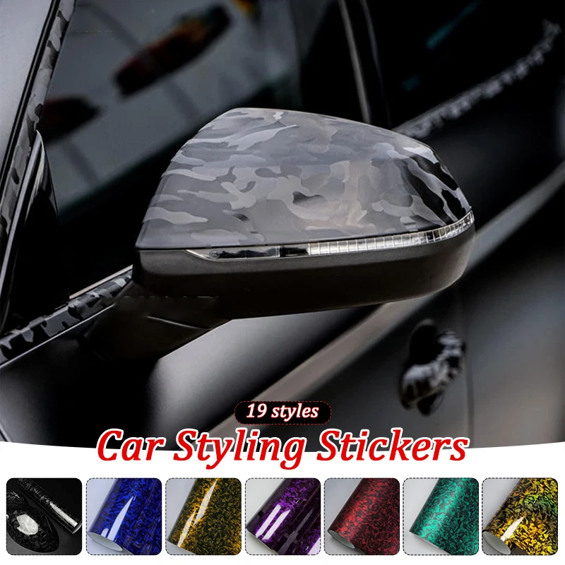 Car Film Glossy PET Forged Carbon Fiber Vinyl Wrapping Film DIY Modification Styling Car Wrap Stickers For Motorcycle Bicycle