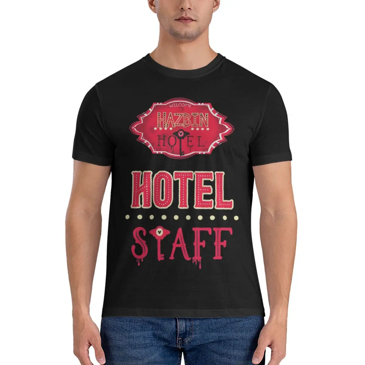 Country Music Staff Cool Gifts T-Shirts Men H-Hazbins Hotels Vintage Cotton Tees Crewneck Short Sleeve T Shirt Printed Clothing