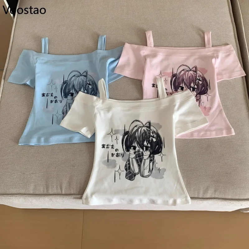 

Japanese Y2k Aesthetic Lolita Style T-Shirts Women Vintage Streetwear Anime Print Tops Sweet Cute Short Sleeve Girls Punk Tees