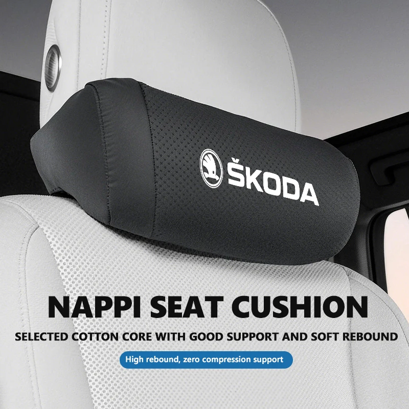 

Car Leather Headrest Neck Head Support Pillow Cushion Rest Tool Accessories For Skoda VRS Superb Yeti Octavia Enyaq Rapid Karoq