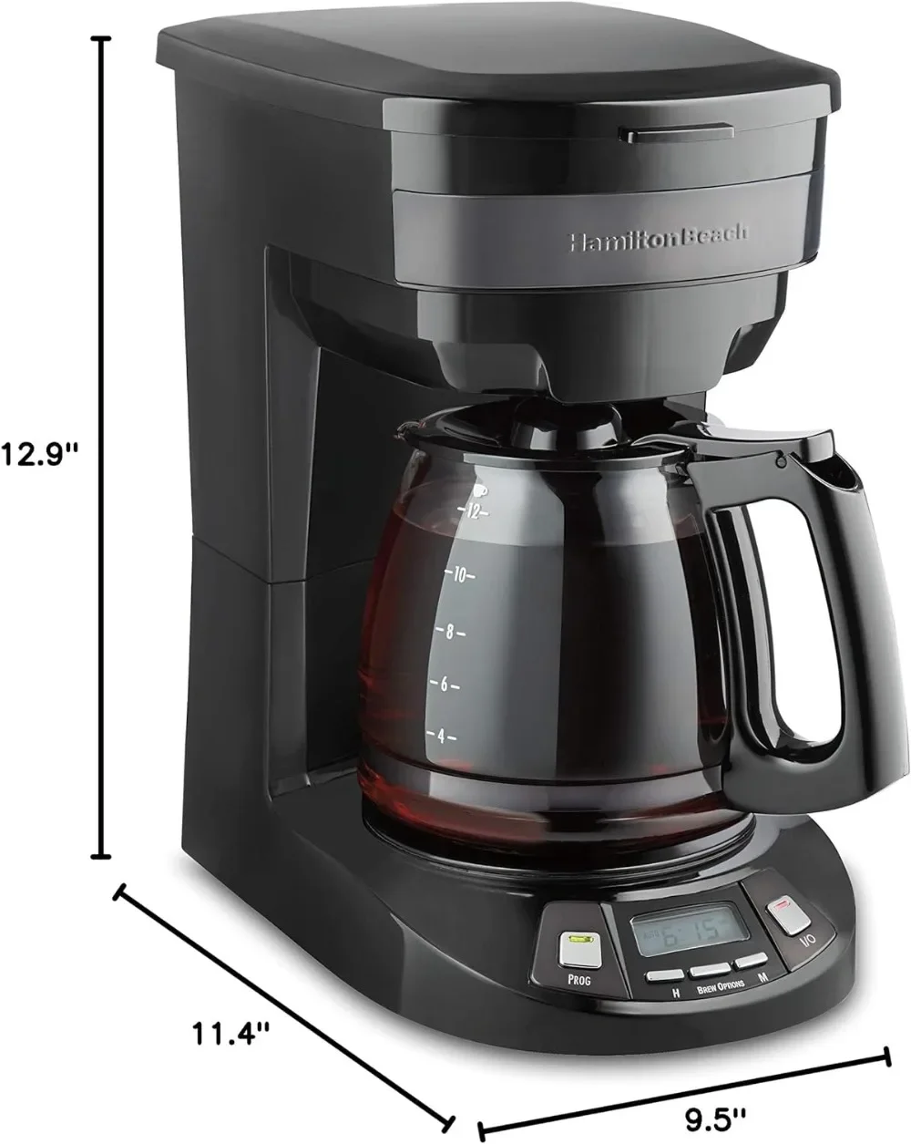 Espresso 12 Cup Programmable Drip Coffee Maker with 3 Brew Options, Glass Carafe, Auto Pause and Pour, Black Stainless