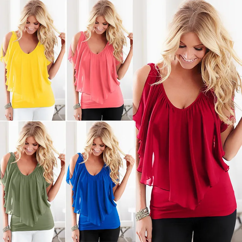 Popular Chiffon Bat Sleeve Top, Off Shoulder T-shirt, Top from Europe and America