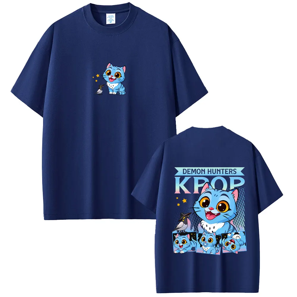فيلم Kpop شيطان الصيادين ديربي النمر تي شيرت الرجال النساء عادية المتضخم Crewneck تي شيرت الرجال موضة الكرتون الاتجاه الشارع الشهير