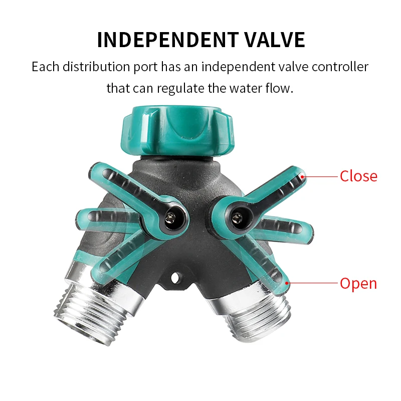 6mm Y-Type Double Union Tee One-In-Two-Out Diverter Ball Valve Irrigation Thread Drip Line Tool for Flower Watering