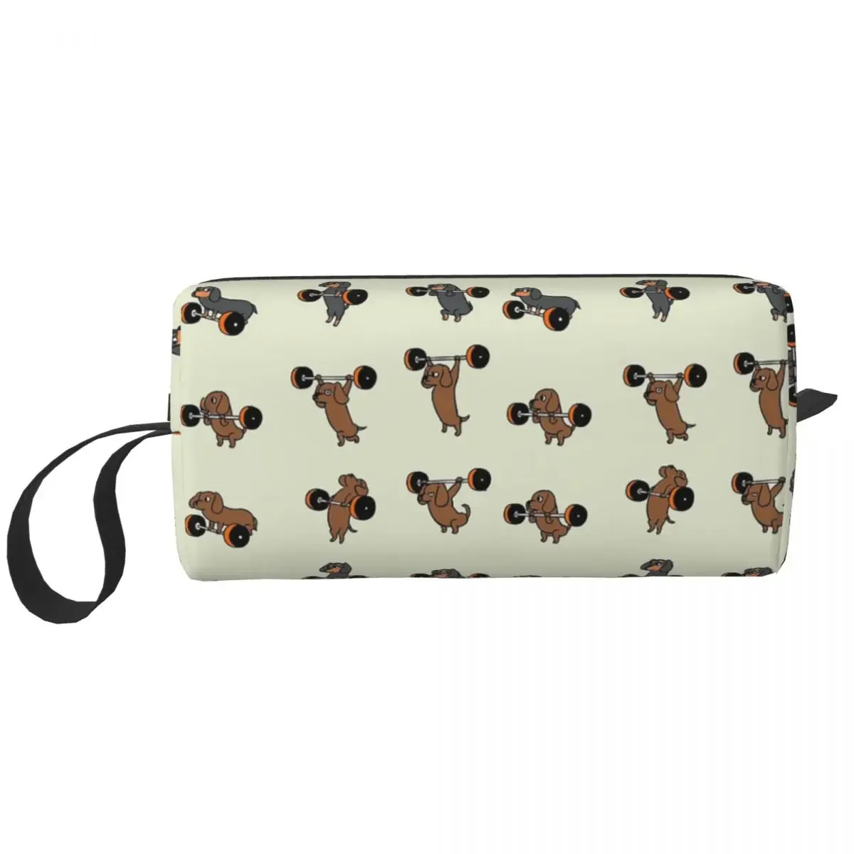 Lifting Dachshund Makeup Bag Cosmetic Organizer Storage Dopp Kit Toiletry Cosmetic Bag for Women Beauty Travel Pencil Case