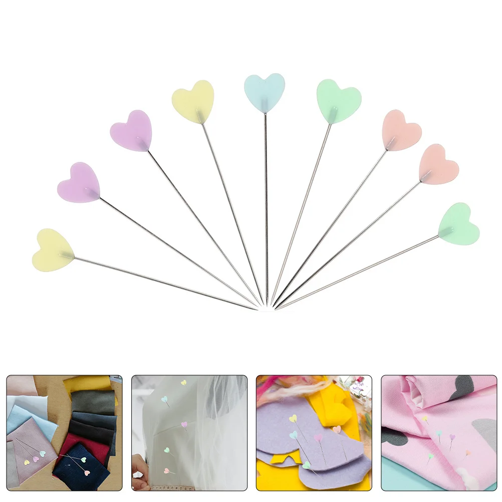 

400Pcs Heart Shaped Flat Head Quilting Pins Multicolor Sewing Pins for Fabric Marking Patchwork DIY Jewelry Making Storage Box
