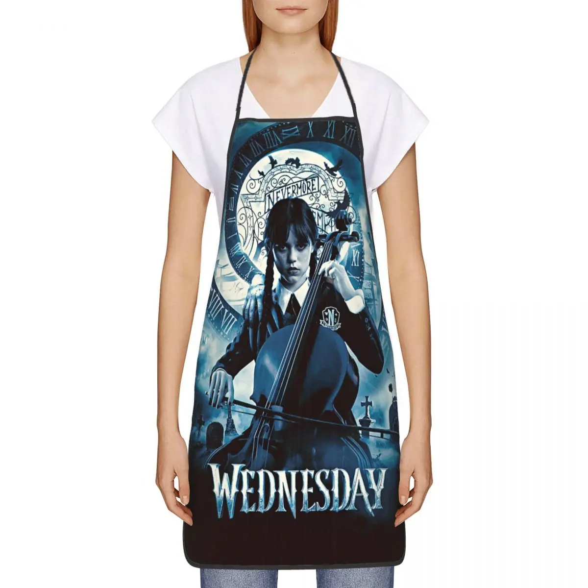 Funny Wednesday Addams Apron Men Women Unisex Kitchen Chef Nevermore Academy Tablier Cuisine for Cooking Baking Painting