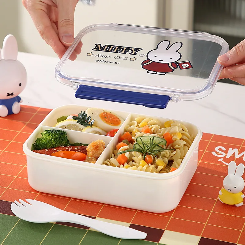 Kawaii Miffy cartoon plastic crisper box divisible microwave student lunch box picnic camping fruit salad box
