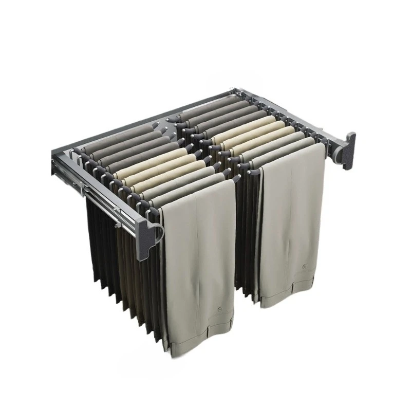 For Pants Rack Wardrobe Built-in Top-mounted Household Pull-out Cabinet with Pull-out Basket Inside, Multi-functional Pants Rack