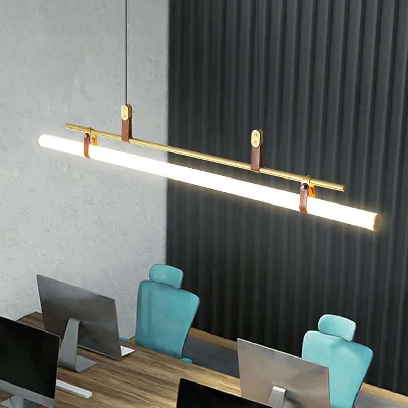 Imagem -06 - Minimalista Restaurante Lâmpada Pingente Nordic Led Mesa de Jantar Bar Escritório Lustres Moderno Tubo Design Longo Suspensão Luminárias