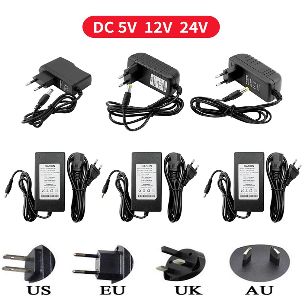 DC 5V 12V 24 V Adapter 5 12 24 Volt AC 110V - 220V chiếu Sáng Biến Áp 1A 2A 3A 4A 5A 6A 8A 10A Đèn Lái Cho Camera Quan Sát