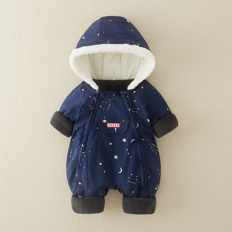 الوليد الصبي السروال القصير جديد الشتاء الكرتون المطبوعة سميكة الدافئة طفل فتاة حللا مقنعين يندبروف الاطفال بيبي بوي وزرة أبلى