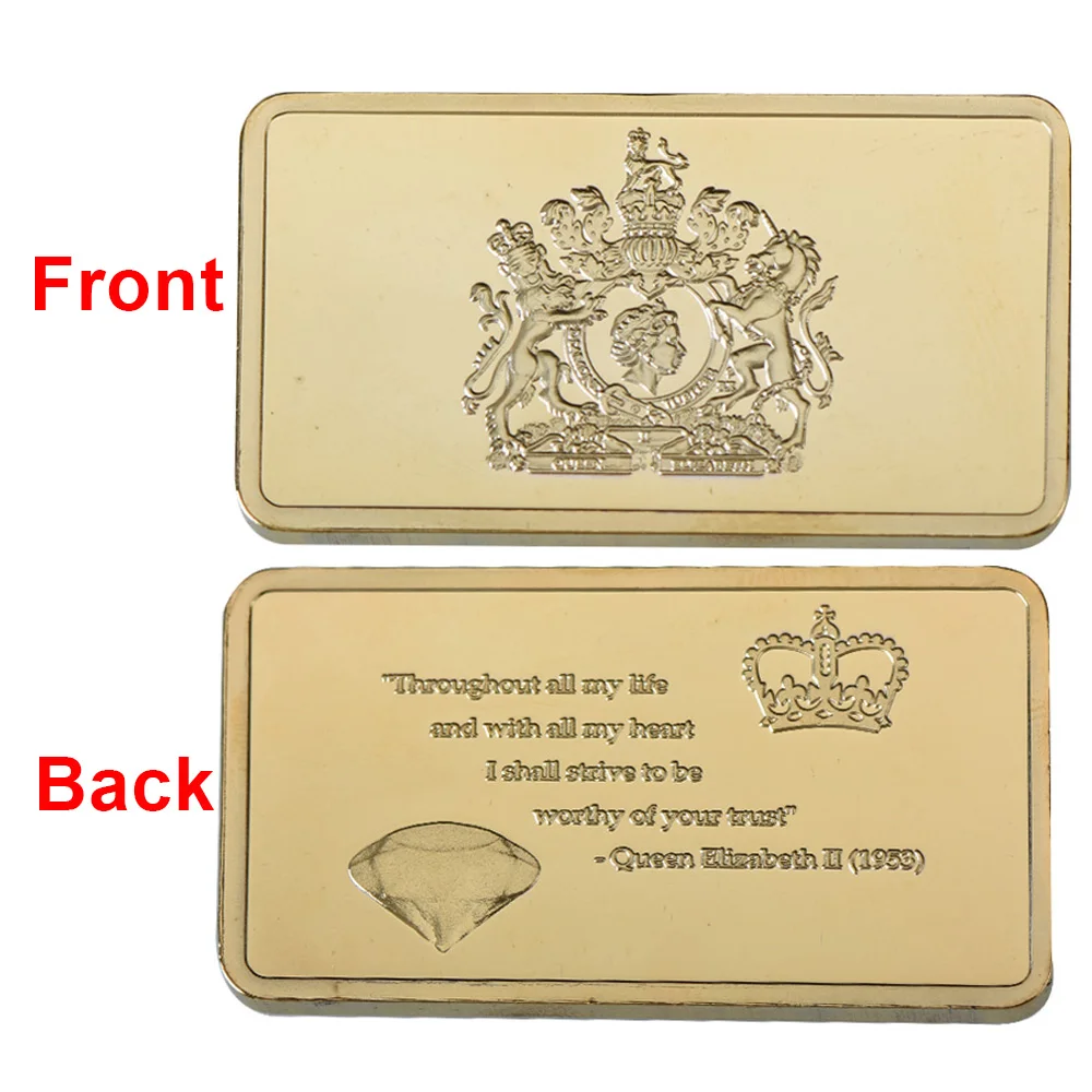 5pcs Queen Elizabeth II Commemorative Metal Bars Royal Emblem & Classic Quote Engraved Decorative Bar Souvenir Collectible Gifts