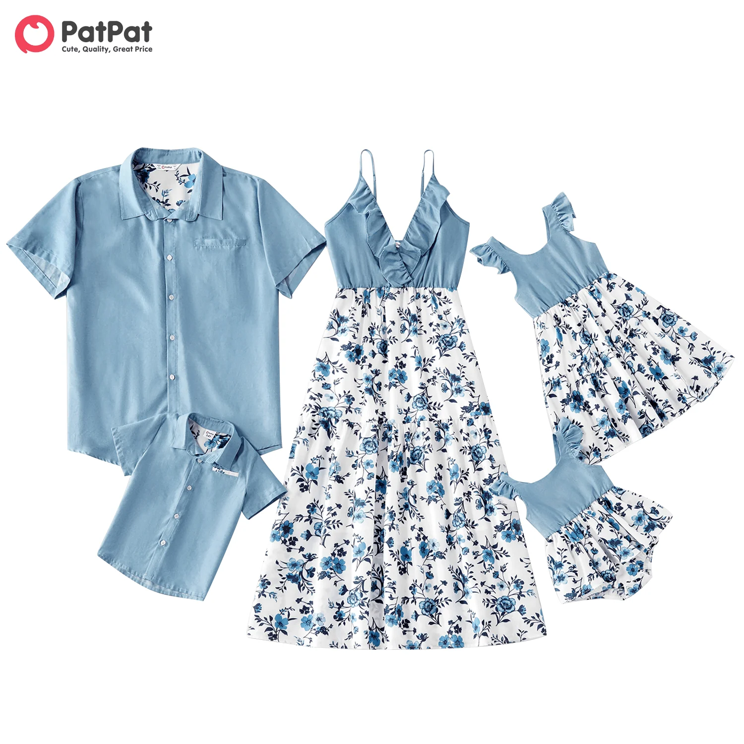 PatPat Family Matching Outfits Mother Kids Mosaic Cotton Matching Suits for Couples Short Long Sleeve Family Members Look