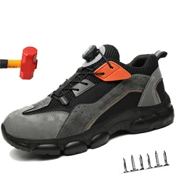 Rotating Button Steel Toe Safety Shoes Men Anti-smash Anti-puncture Work Shoes Fashion Sport Shoes Security Protective Boots