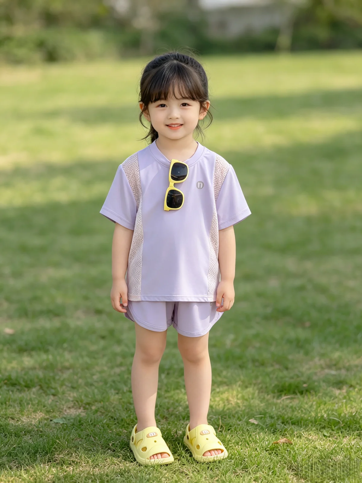Summer New Quick Drying Children's Set Ice Feeling Mesh Girl's T-shirt Sunscreen Sports Shorts For Boys Solid Color Versatile