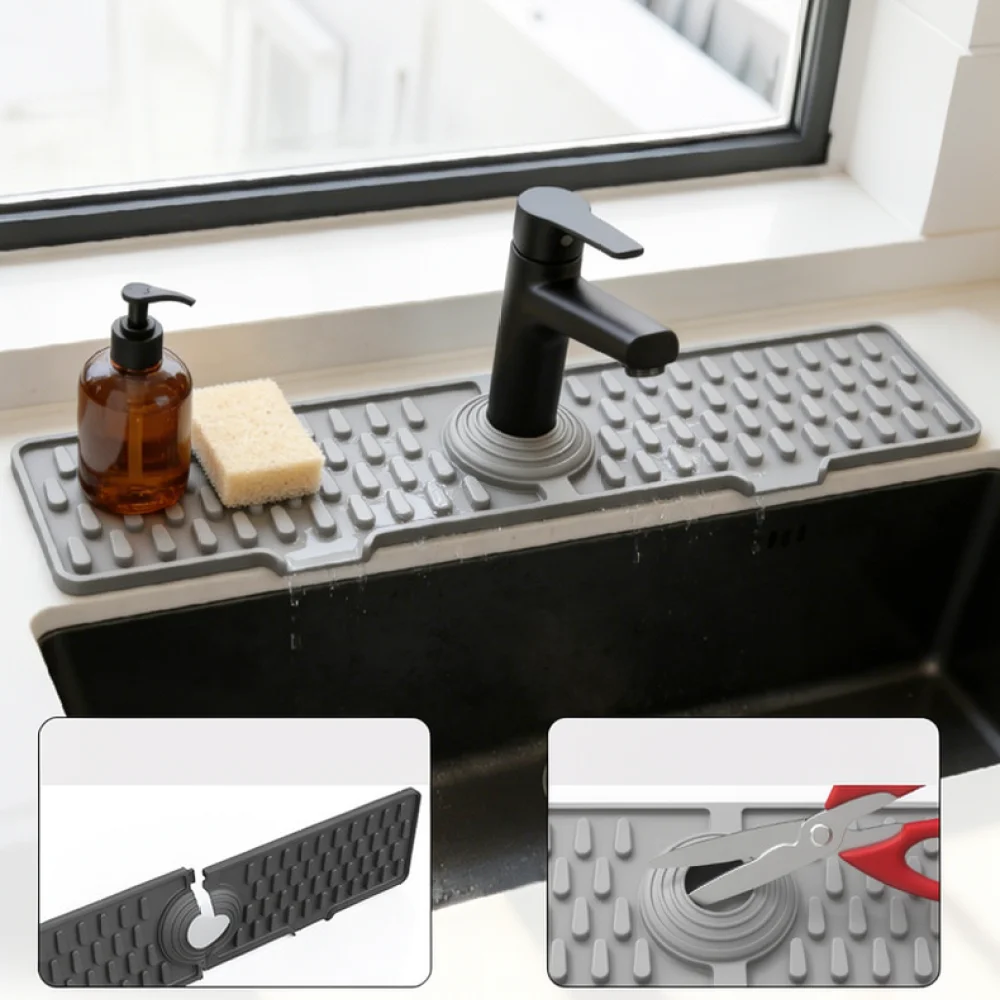 Silicone Drainer Pad For Kitchen Countertop Heat Resistant Dish Drying Mat Non Slip Waterproof Tableware Holder